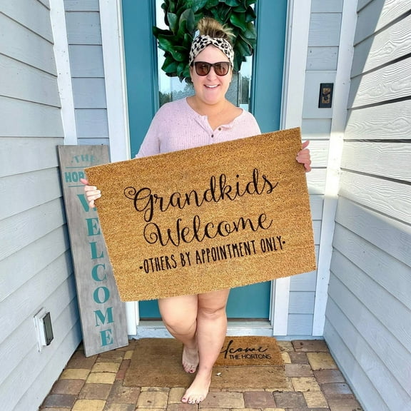 Hearthoom Custom Welcome Doormat "Grandkids", Outdoor Slip-Resistant Entrance Rug, Front Porch Mat Polyester, Crystal Curtain Tieback Durability&nbsp;