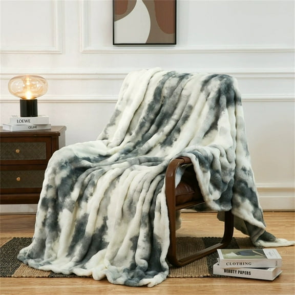 Hearthoom Faux Throw Blanket for Couch, Fuzzy Soft Plush Thick Bubble Blanket for Sofa Bedroom Living Room, 40x60 Inches, C Pattern