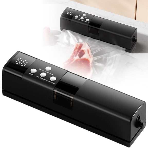 Hearthoom Food Vacuum Sealer Machine, for Home Kitchen Use, for Meat Meals Chip Bags Flour Cereal Storage Freezer Kitchen Home, Moist Dry Mode And External Vac for Jars Black