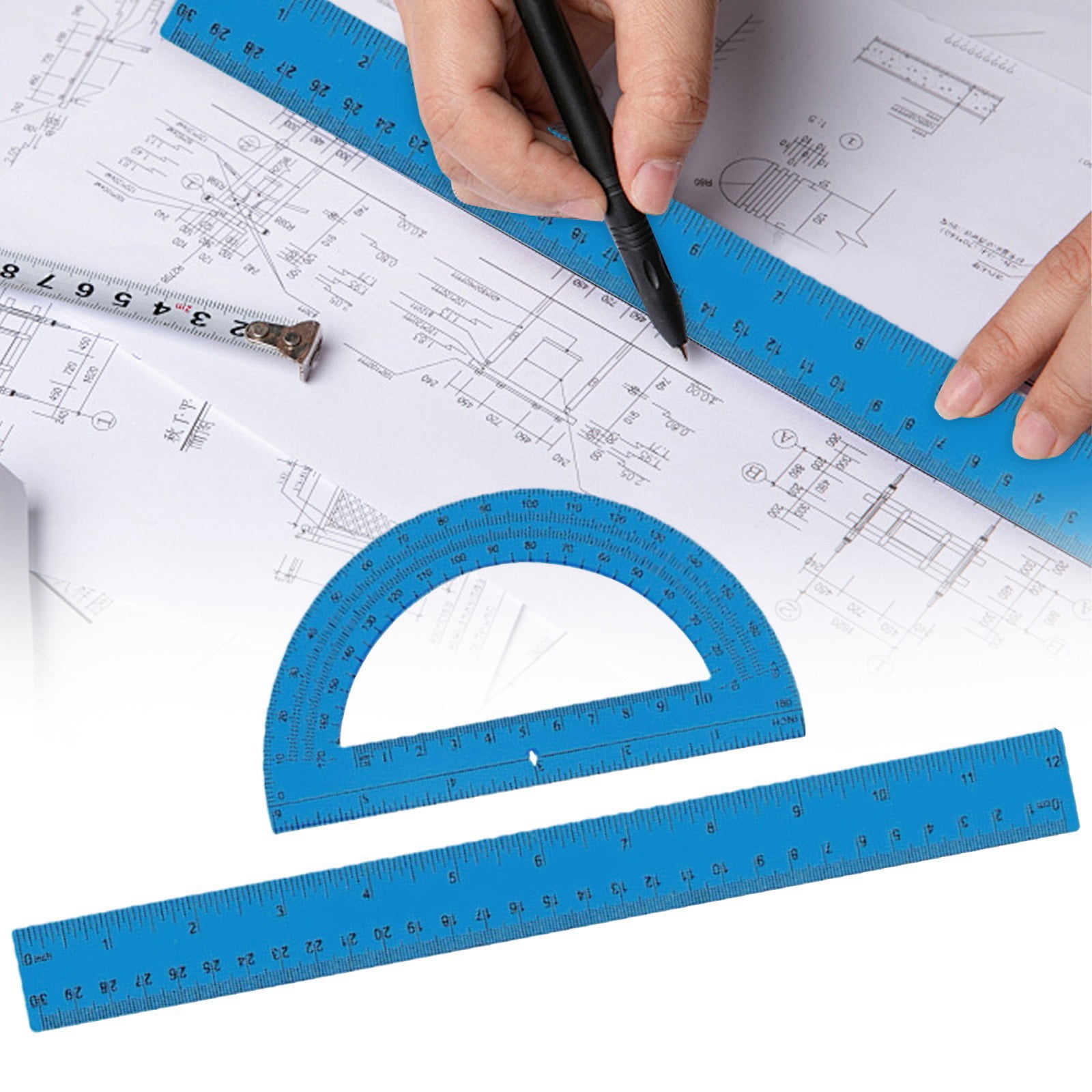 Hearthoom Geometry Measuring Set with Ruler And Protractor for Math And ...