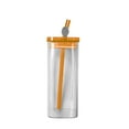 thumbnail image 1 of Hearthoom High Borosilicate Glass Cup with Lid And Straw, 5.5'' Clear Iced Coffee Glass Cups Drinking Jars Glasses Smoothie Tea Cup with Straws, Square Mouth Glass,Orange, 1 of 9