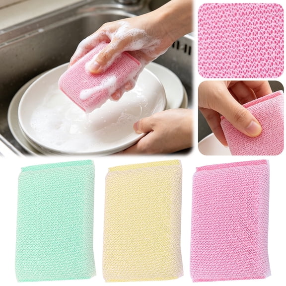 Hearthoom Multi-Purpose Scrubbing Sponges for Kitchen And Home Cleaning, Non-Scratch Scouring Pads for Washing Dishes Pots Pans And Bathtub Pink