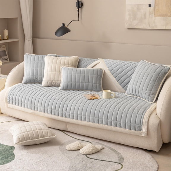 Hearthoom Plaid Quilted Sofa Cover, Anti Slip Faux Leather Protector, Soft And Durable, Great For Combination Sofas And Home Decor