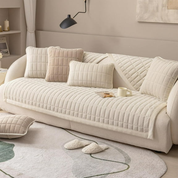 Hearthoom Plaid Quilted Sofa Cover, Anti Slip Faux Leather Protector, Soft And Durable, Great For Combination Sofas And Home Decor