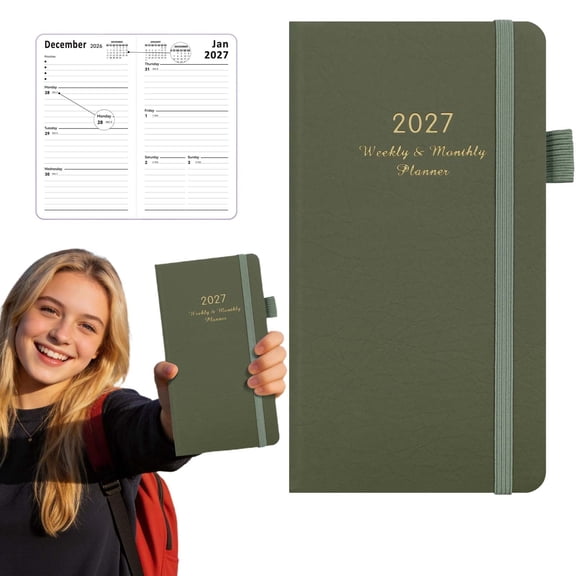 Hearthoom Pocket Planner , Start Anytime Portable Weekly And Monthly Months Small Academic Calendar ,To Do List Organizer Plan Success, Achieve Productivity Goals for Work Home Green