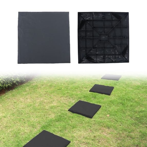 Hearthoom Stepping Stone with Ground Stakes Circle Cyan Lightweight Plastic Garden Path Pavers for Outdoor Walkway Lawn Decor A