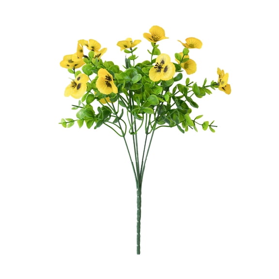 Hearthweave Artificial Pansies Flowers Outdoor Fake Plants - Uv Resistant No Fade Faux Shrubs Plastic Greenery Home Garden Porch Patio Decoration