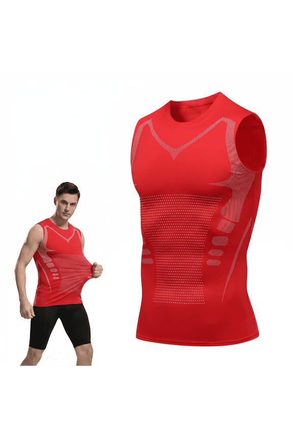 1 Pack Men's Athletic Compression Shirts Sleeveless Workout Tank Top Sports Base Layer Running Basketball Red M