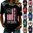 thumbnail image 1 of Hearthz 1776-2026 250 Anniversary USA Shirt Raglan Short Sleeve Patriotic Womens Graphic T Shirts We the People American Flag 250 Anniversary USA Shirt Women, 1 of 5