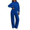Hearthz 2 Piece Sweatsuits for Women Fleece Lined Hoodie with Wide Leg Sweatpants Winter Warm Athletic Workout Oversized Womens Sweatsuit Blue XXL