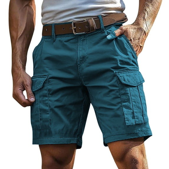 Hearthz Cargo Pants for Men Quick Dry Water Resistant Men Hiking Shorts Stretch Golf Work Cargo Shorts for Men Dark Blue L