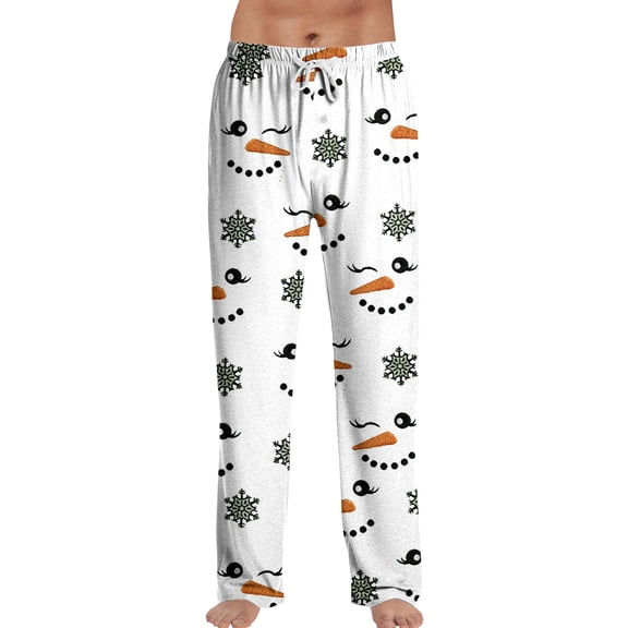 Hearthz Christmas Pajama Pants Mens Drawstring Elastic Waist Lounge Pants Men Funny Print Wide Leg Pj Bottoms for Men