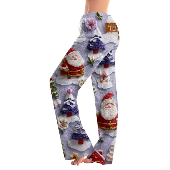 Hearthz Christmas Pajama Pants Women Winter Super Soft Drawstring Women's Pj Pants Fleece Wide Leg Xmas Loungewear Bottoms Pj Pants