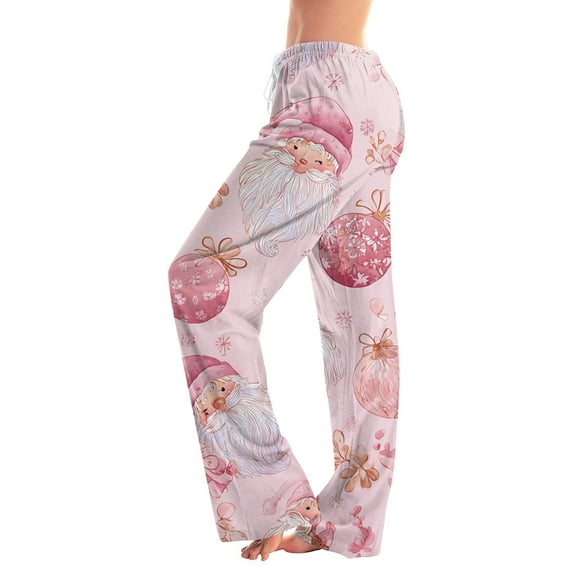 Hearthz Christmas Pajamas Pants Winter Super Soft Drawstring Pj Pants for Women Fleece Wide Leg Xmas Womens Pants