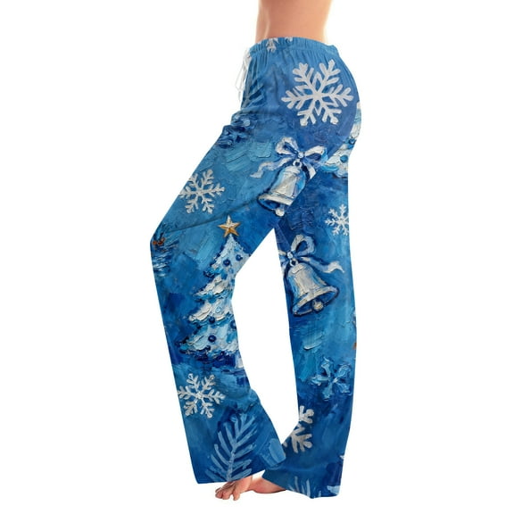 Hearthz Christmas Pj Pants Winter Super Soft Drawstring Women's Pj Pants Fleece Wide Leg Xmas Women's Pants