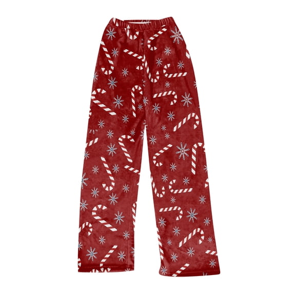 Hearthz Christmas Womens Fleece Pajama Pants High Waist Wide Leg Pajama Bottoms Women Winter Warm Fuzzy Flannel Women’s Lounge Pants Xmas Sleeping Pants Women