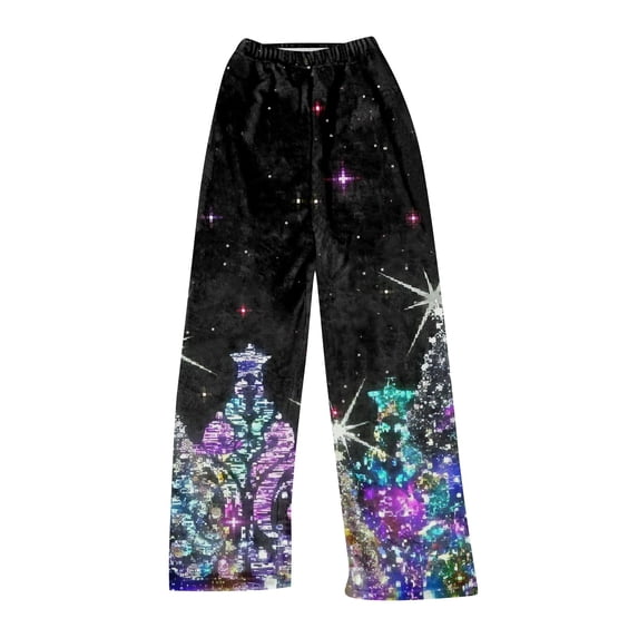 Hearthz Christmas Womens Fleece Pajama Pants High Waist Wide Leg Pj Bottoms for Women Winter Warm Fuzzy Flannel Soft Lounge Pants Women Xmas Sleeping Pants Women