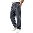 thumbnail image 1 of Hearthz Corduroy Wide Leg Men Pant Workout Running Men's Quick Dry Work Pants Elastic Waist Drawstring Mens Jogger Pants with Pockets Dark Gray M, 1 of 6