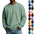 thumbnail image 1 of Hearthz Crewneck Sweatshirts Men Solid Color Oversized Fleece Pullover Men Fall Winter Drop Shoulder Mens Long Sleeve Pullover Shirts Yellow XXXL, 1 of 10