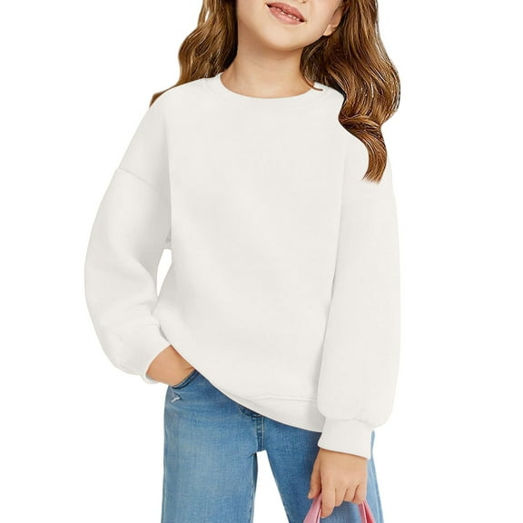 Hearthz Cute Sweatshirts for Teen Girls Preppy Cotton Crewneck Sweatshirt Fall Long Sleeve Back To School Preppy Shirts for Girls 10-12