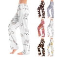 thumbnail image 1 of Hearthz Easter Pajama Pants Bunny Egg Hunt Print Women's Pj Bottoms Drawstring Straight Leg Lounge Pants for Women, 1 of 6
