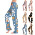 thumbnail image 1 of Hearthz Easter Soft Pajama Pants for Women Bunny Egg Hunt Print Women's Pajama Bottoms Drawstring Straight Leg Womens Lounge Pants, 1 of 6