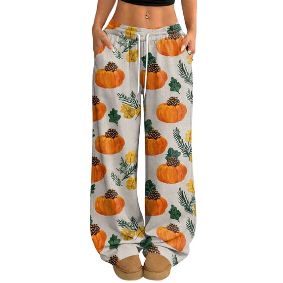 Hearthz Flannel Pajamas Boo Ghost Pumpkin Graphic Women Pajamas Fleece Pajama Pants Drawstring Elastic Waist Wide Leg Women Pajama Pants