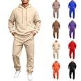 thumbnail image 1 of Hearthz Fleece Men's Tracksuit 2 Piece Sweatsuit Set Long Sleeve Drawstring Flannel Hoodie Jogger Sweatpants Set Athletic Mens Track Suits 2 Piece Set Beige XXL, 1 of 8