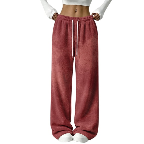 Hearthz Fleece Pajama Pants Gradient Tie Dye Wide Leg Pj Pants Women Elastic Drawstring High Waist Sleeping Pants Women Women's Fuzzy Plush Pajama Pants