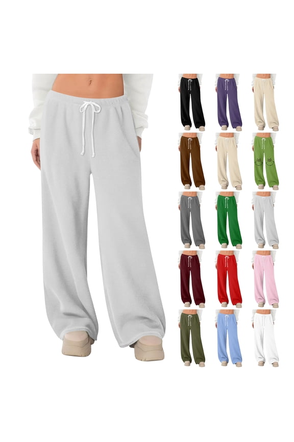 Fleece Pajama Pants Women Fuzzy Winter Warm Thermal Womens Pj Bottoms Wide Leg Drawstring Womens Sleep Pants
