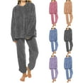thumbnail image 1 of Hearthz Fleece Pajama Sets for Women 2 Piece Fuzzy Fleece Pajama Loungewear Winter Sherpa Women Match Top Pants Pajama Pjs Sets, 1 of 5