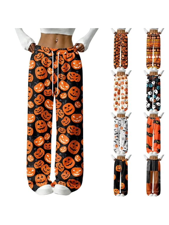 Fleece Pj Pants Boo Ghost Pumpkin Graphic Womens Pajama Bottoms Halloween Fall Winter Women Pajamas Fleece Pajama Pants