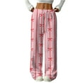 thumbnail image 1 of Hearthz Fleece Pj Pants Women Bow Winter Fuzzy Elastic Waist Wide Leg Lounge Pants with Pockets Fall Winter Warm Pj Bottoms for Women, 1 of 6