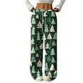 thumbnail image 1 of Hearthz Fuzzy Pajama Pants Christmas Fuzzy Fleece Cozy Elastic Waist Wide Leg Sleep Pants with Pockets Fall Winter Warm Pj Bottoms for Women, 1 of 6