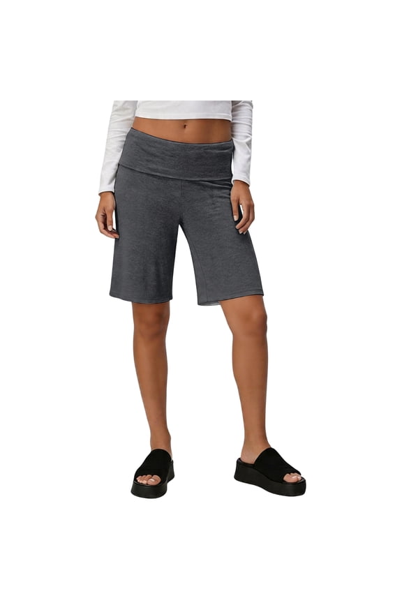 Gaucho Pants for Women Solid Color Palazzo Culotte Fold Over Waist Womens Shorts Casual Flowy Low Rise Bike Shorts Women