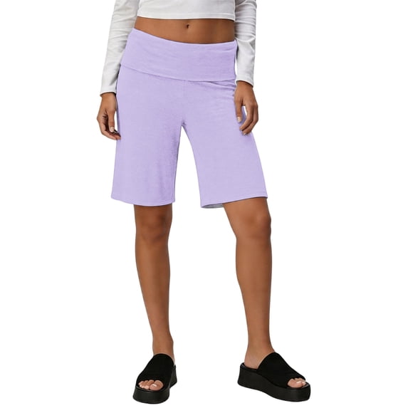 Hearthz Gauchos Pants for Women Solid Color Palazzo Culotte Fold Over Waist Womens Shorts Flowy Low Rise Cotton Biker Shorts Women