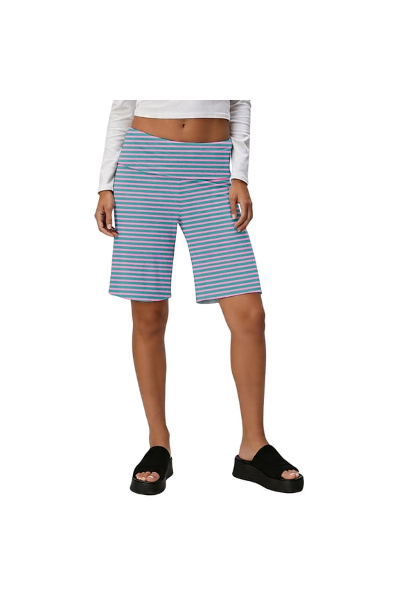 Gauchos for Women Striped Palazzo Culotte Fold Over Waist Women's Bermuda Shorts Flowy Low Rise Cotton Biker Shorts Women