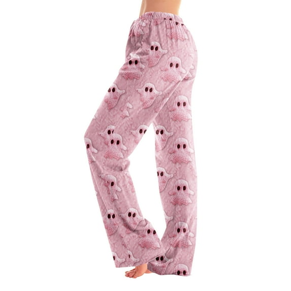 Hearthz Halloween Flannel Pajama Pants Women Plush Fuzzy Comfy Pajama Pants Warm Cozy Pj Bottoms Lounge Pants Womens Fleece Pants