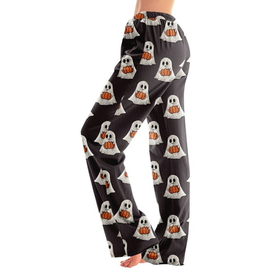 Hearthz Halloween Flannel Pajama Pants Women Plush Fuzzy Pajama Pants Soft Warm Cozy Pj Bottoms Lounge Pants Womens Flannel Pajama Pants