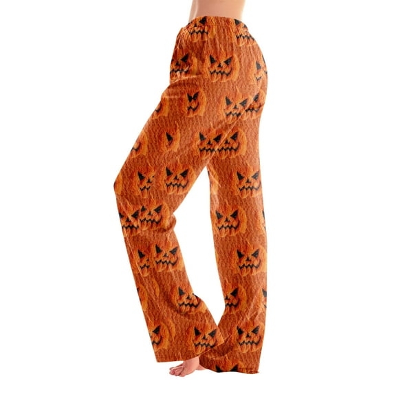 Hearthz Halloween Flannel Pajama Pants Women Plush Fuzzy Pajama Pants Warm Cozy Pj Bottoms Lounge Pants Womens Fleece Lined Pants