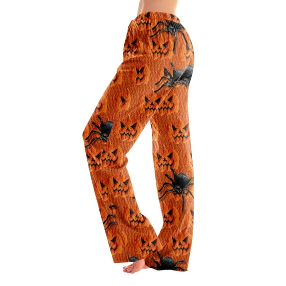 Hearthz Halloween Flannel Pajama Pants Women Plush Fuzzy Plaid Pj Pants Women Warm Cozy Pj Bottoms Lounge Pants Flannel Pj Pants for Women