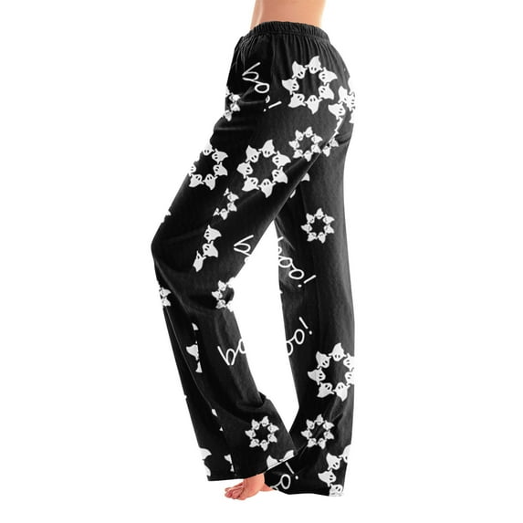Hearthz Halloween Flannel Pajama Pants Women Plush Fuzzy Youth Pajama Pants Warm Cozy Pj Bottoms Lounge Pants Flannel Pants for Women