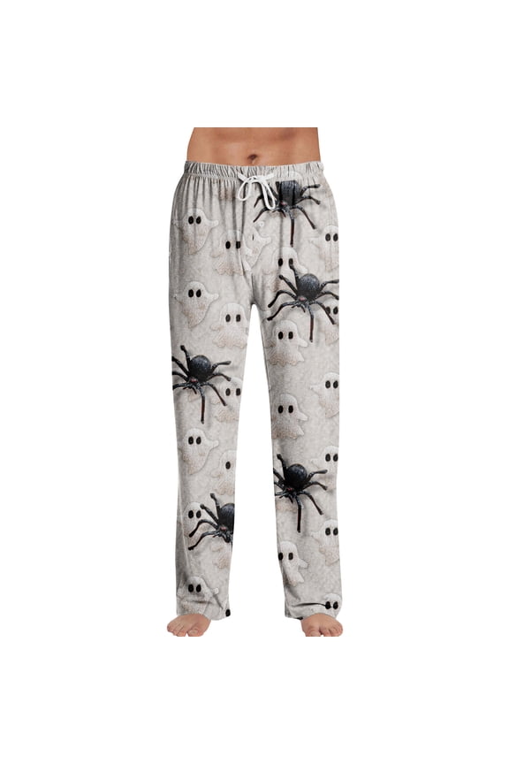 Halloween Mens Flannel Pajama Pants Plush Fuzzy Men's Cute Pajama Pants Warm Cozy Pj Bottoms Lounge Pants Fleece Sweatpants