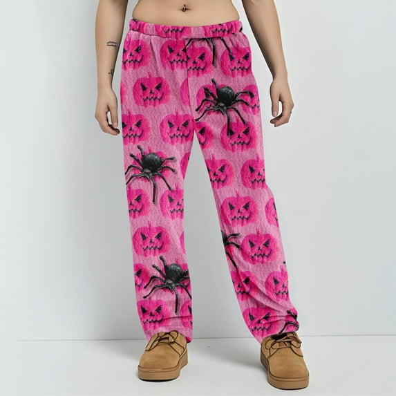 Hearthz Halloween Mens Flannel Pajama Pants Plush Fuzzy Men's Pajama Pants Warm Cozy Pj Bottoms Lounge Pants Plush Pajama Pants