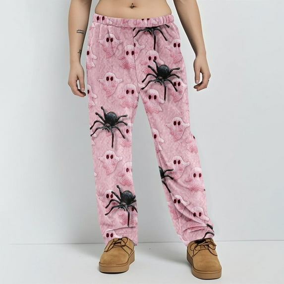 Hearthz Halloween Mens Flannel Pajama Pants Plush Fuzzy Men's Pj Pants Christmas Warm Cozy Pj Bottoms Lounge Pants Fleece Sweatpants Fluffy Sleepwear