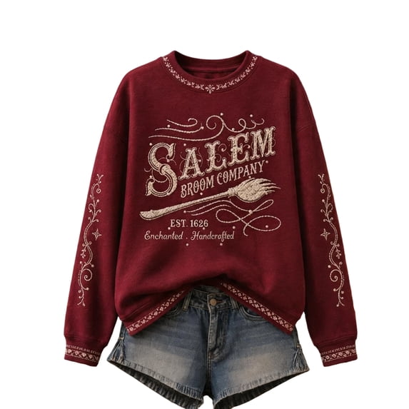 Hearthz Halloween Sweatshirt Vintage Graphic Sweatshirt for Women Retro Spooky Season Women's Pullover Sweaters Crew Neck Sweatshirts Women
