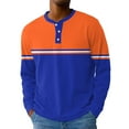 thumbnail image 1 of Hearthz Henley Long Sleeve Shirts for Men Fall 3-Button Color Block Men Shirts Crew Neck Baseball Shirts for Men, 1 of 7
