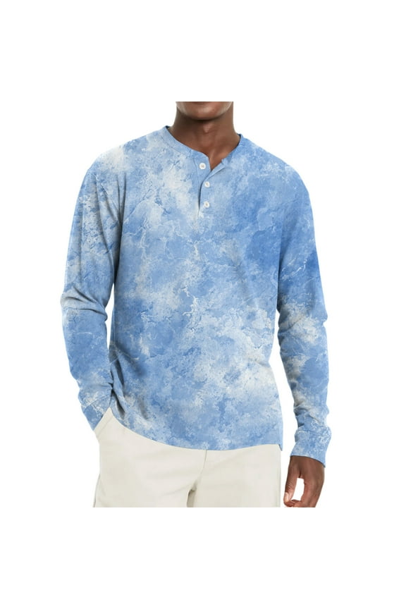 Henley Long Sleeve Shirts for Men Fall 3-Button Graphic Mens Summer Shirts Round Neck Sports Baseball Jerseys T Shirts