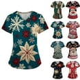 thumbnail image 1 of Hearthz Holiday Scrubs Tops for Women Plus Size Stretch Scrub Top for Women V Neck Short Sleeve Nurse Uniform with Pockets S-5xl, 1 of 4