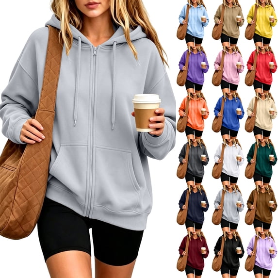 Hearthz Hoodies Women Solid Color Drop Shoulder Cute Sweatshirts for Women Fall Winter Oversized Streetwear Fleece Hoodies for Women with Pocket Yellow M